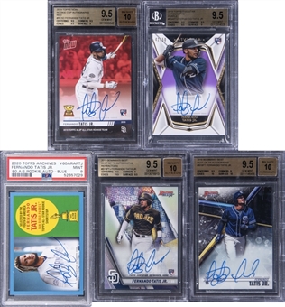 2018-20 Topps/Bowman Fernando Tatis Signed Graded Cards Quintet (5 Different) - Featuring Four Rookie Card Examples!